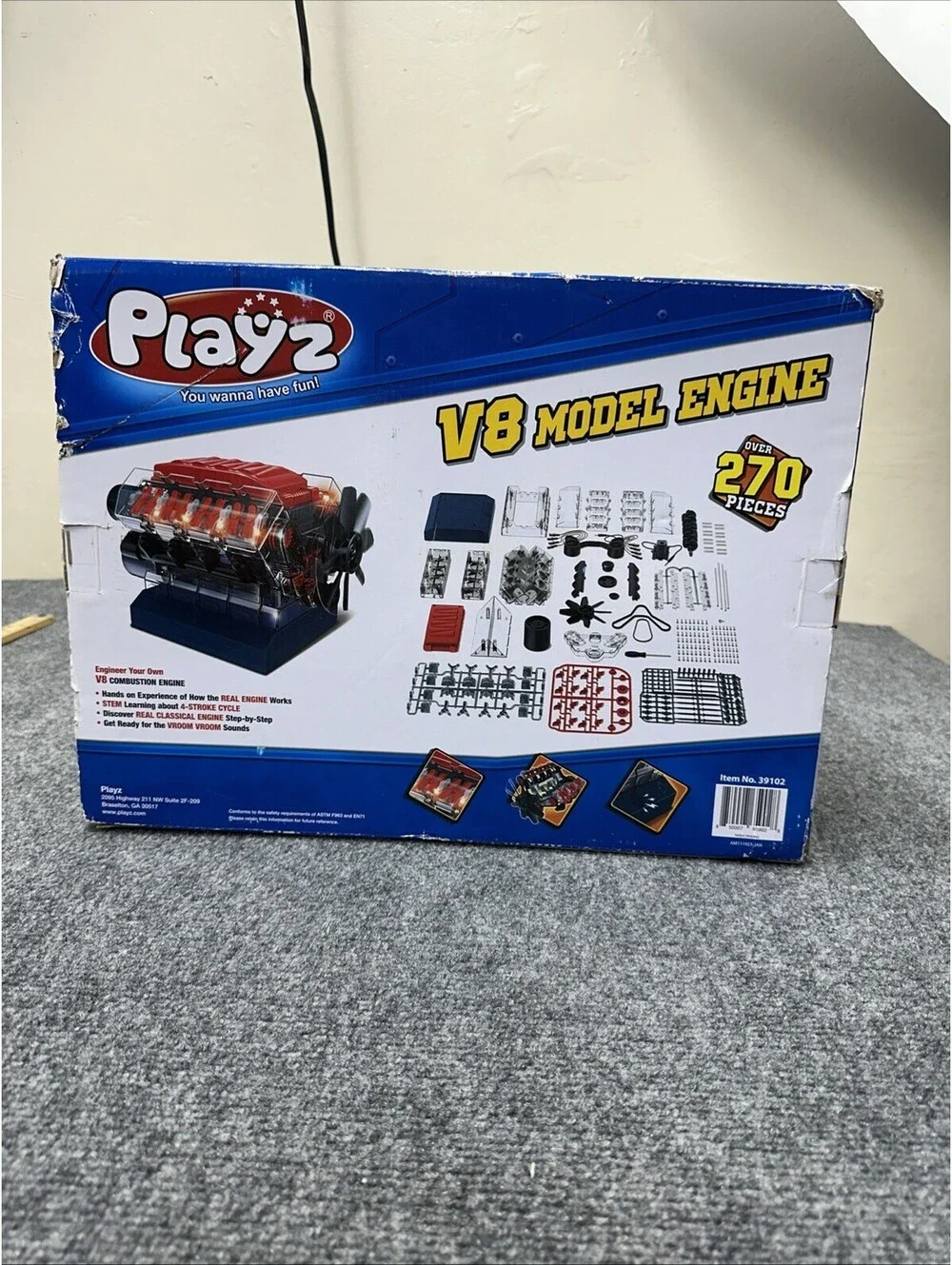 PLAYZ V8 COMBUSTION ENGINE MODEL KIT THAT RUNS BUILD YOUR OWN STEM V8 OPEN BOX